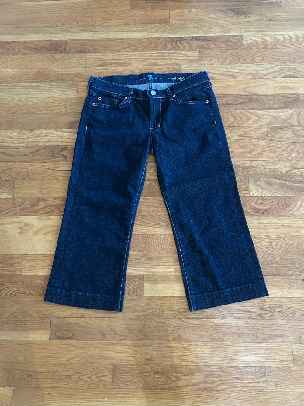 7 for all Mankind Wide Crop Leg Dojo Jeans Y2K in Dark Wash Women’s Sz 29